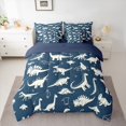 thumbnail image 2 of Feelyou Cartoon Dinosaur Print Bedding Comforter Set 7pcs, Kawaii Dino Animal Queen Bedding Sets, Teens Kids Boys Girls Reversible Queen Sheet Sets, Ultra Soft Bedroom Decor, 2 of 8