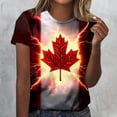 thumbnail image 2 of Fewfanhot Women's Canada Day Maple Leaf Print T-Shirt, Crew Neck Patriotic Short Sleeve Tee, Casual Summer Loose Fit Top, S-3XL, 2 of 5