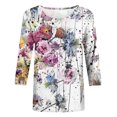 thumbnail image 5 of Hauts Mignons Mode Femme Pâques Imprimé T-shirt Ample Mi-Longueur Manches 3/4 Blouse Col Rond Hauts Décontractés Femmes Hauts Décontractés en Liquidation, 5 of 5