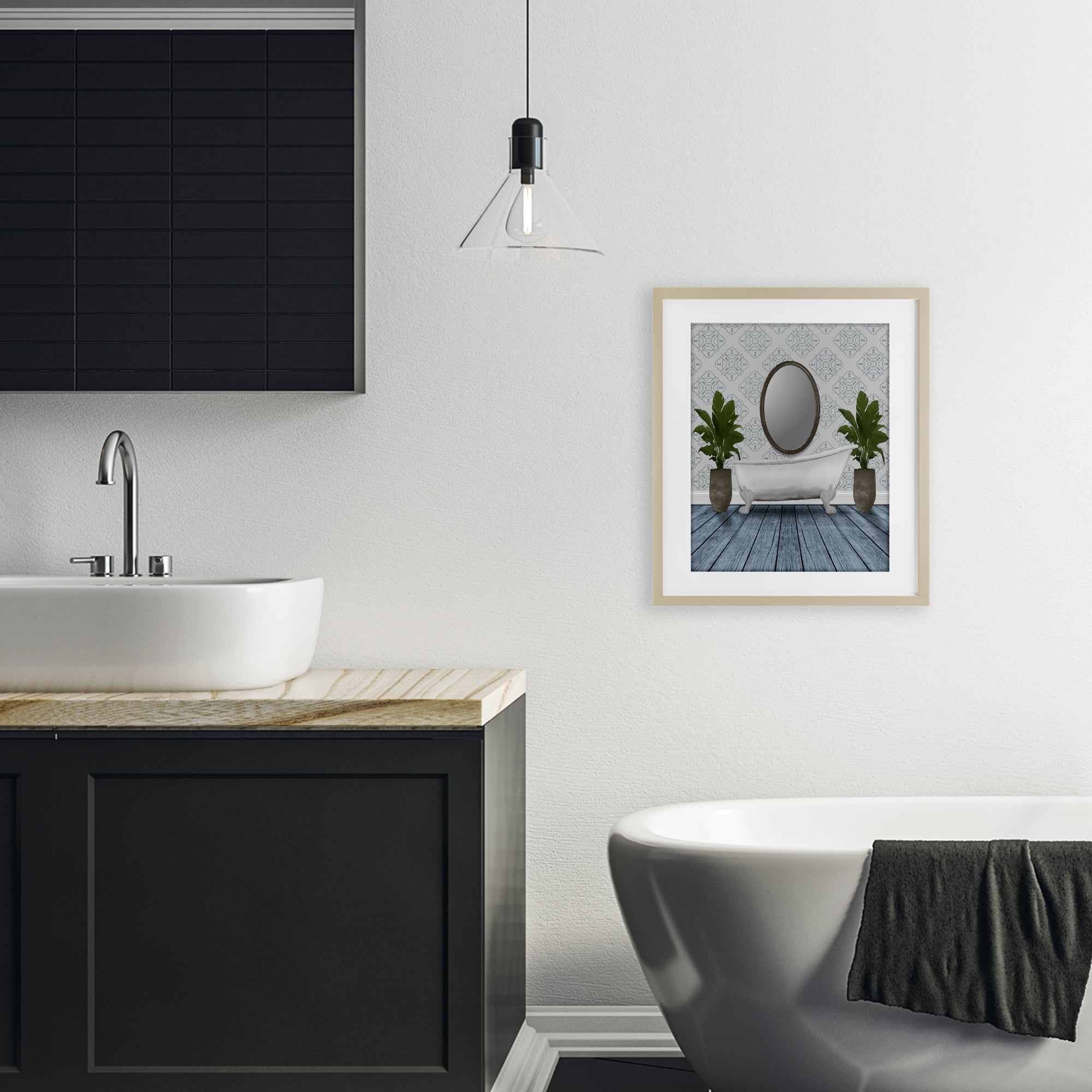 Stupell Industries Restful Wash Bathtub Birch Framed Print Under Glass, design by Marcus Prime