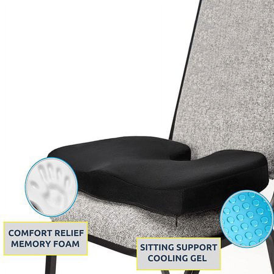 HomChum Memory Foam Lumbar Back Support Pillow and Seat Cushion for Office  Chair and Car Seat Support for Tailbone Lower Back Pain Sciatica Relief,  Black 