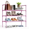 thumbnail image 3 of Sakugi 3-Tier Shoe Rack, Sturdy Shoe Organizer, Shoe Shelf Holds up to 16 Pairs of Shoes, Assembled Length, 28 in, Pink, 3 of 5