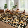 thumbnail image 3 of Garvee Farmhouse Floral Print Rug 8'x10' Large Area Rug, Stain-Resistant Modern Rug Washable Rug with Non-Slip Backing Soft Indoor Carpet for Living Room Bedroom Dinning Room, Black, 3 of 8