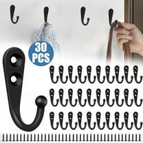 GMZW 30 PCS Black Heavy Duty Wall Hooks - Rustproof Metal Robe/Towel/Coat Hooks, Wall Mounted Hangers for Home, Bathroom, Entryway with Hardware