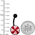thumbnail image 3 of Body Candy Womens 14G Steel Black Navel Ring Piercing Glow In Dark Holiday Peppermint Candy Belly Button Ring, 3 of 8