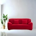 thumbnail image 3 of Luxury Couch Cover, Elastic Solid Color Sofa Slipcover for 3 Cushion Couch, Durable and Practical Furniture Protector for Kids, Pet (Red), 3 of 5