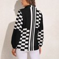 thumbnail image 2 of Stylish Black And White Check And Stripes Long Sleeve Blouse Woman Streetwear Casual Shirts Summer Oversize Woman Streetwear Clothing Birthday Present, 2 of 7