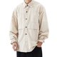 thumbnail image 1 of Camisas Hombre Vestir Moda masculina Primavera y verano Casual Manga larga Solapa Camisa de color sólido Blusa (Beige, L), 1 of 4