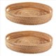 thumbnail image 1 of 2X Bandeja de Servicio Redonda de RatáN Bandejas Otomanas Tejidas Decorativas con Asas para Mesa de Centro Natural (Grande), 1 of 8