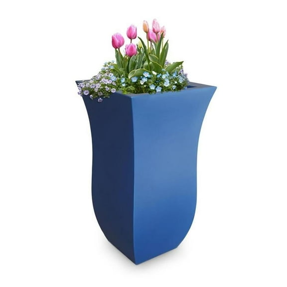 Maklaine Polyethylene Resin 30" Tall Planter in Neptune Blue
