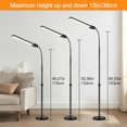 thumbnail image 3 of 18W 1800LM LED Floor Lamp with Double Head, Super Wide and Bright, Height Adjustable, Remote and Touch Control, Memory Function, Dimmable Standing Lamp for Reading, Working, Sewing, Drawing, Black, 3 of 9