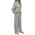 thumbnail image 3 of Conjuntos Deportivos de Dos Piezas para Mujer, Ideales para Otoño. Incluyen Sudadera con Cordón Ajustable y Pantalón Deportivo de Pierna . Gris XL, 3 of 9