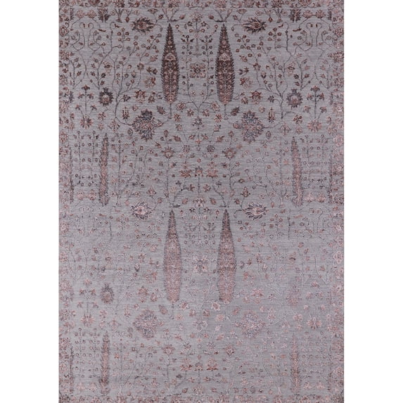 Ahgly Company Indoor Rectangle Mid-Century Modern Rose Purple Oriental Area Rugs, 5' x 8'