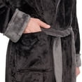 thumbnail image 3 of Ross Michaels Men's Robe - Mid Length - Plush Shawl Collar Two Tone Bathrobe (Black & Grey, XXL), 3 of 6