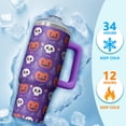 thumbnail image 4 of Halloween Skull Pumpkin 30 Oz Tumbler with Handle and Straw, Spooky Cute Cup, Holiday Gift Travel Mug, 4 of 5
