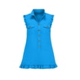 thumbnail image 3 of Kukoosong Women's Ruffle Sleeveless Shirt Mini Dress, Collar Button Down Tank Dress with Pocket, Solid Color Casual Summer Ruffle Hem Short Dress, 3 of 7