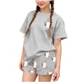 thumbnail image 2 of Kids Girls Halloween Outfits Toddler 4-5T 2 Piece Lounge Set Short Sleeve Cute Ghost Graphic T-Shirt and Sleep Shorts Fall Holiday Sleepwear Casual Pajamas Nightwear, 2 of 9