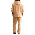 thumbnail image 4 of LNZGNM Linen Outfit Men Long Sleeve Button Down Hooded Sweatshirts Casual Loose Fit Pants with Pockets Summer Yoga Outfits,Earthy Yellow XL, 4 of 4