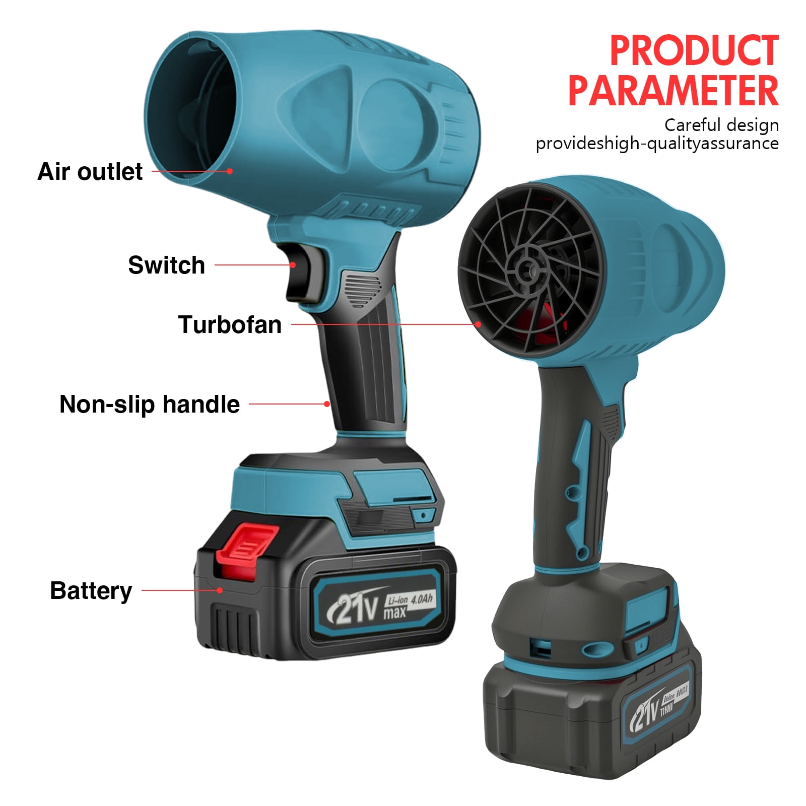 High Power 130000 RPM Turbo Leaf Blower, 21V 1200W Cordless Handheld Blower for Residential & Commercial Lawn Care Cleaning, Blue