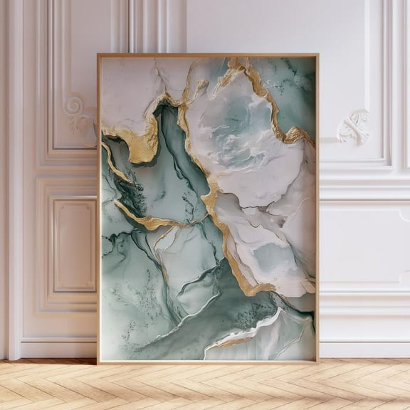 Kna Prints - Sage Green And Gold Abstract Wall Art, Modern Neutral Home Decor, Sage Green Abstract Art, Japandi Wall Art, Sage Green Art, UNFRAMED-8x12