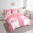 thumbnail image 3 of Manfei Girly Pink Cat Paw Bedding Comforter Set 7pcs, Kawaii Kitten Lover Queen Bedding Sets, Cartoon Cute Animal Reversible Queen Sheet Sets, Ultra Soft Home Decor, 3 of 7