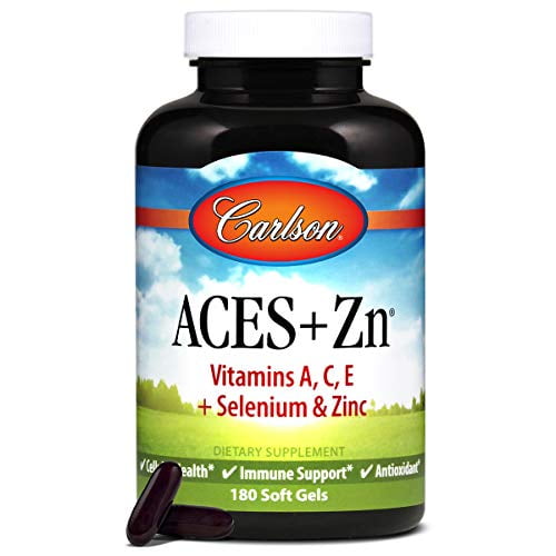Carlson - ACES + Zn, Vitamins A, C, E + Selenium & Zinc, Multivitamin with Zinc, Cellular Health & Immune Support, Selenium Multivitamin, Antioxidant, 120 Softgels