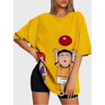 thumbnail image 3 of T-shirt round neck Role Pattern loose short sleeve C97, 3 of 5
