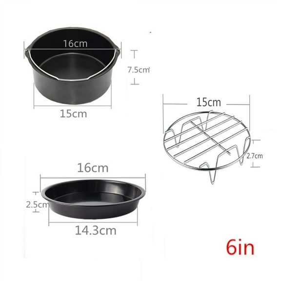 3Pcs Air Fryer Basket Accessories Set Cake Baking Tray Non-stick Pizza Pan