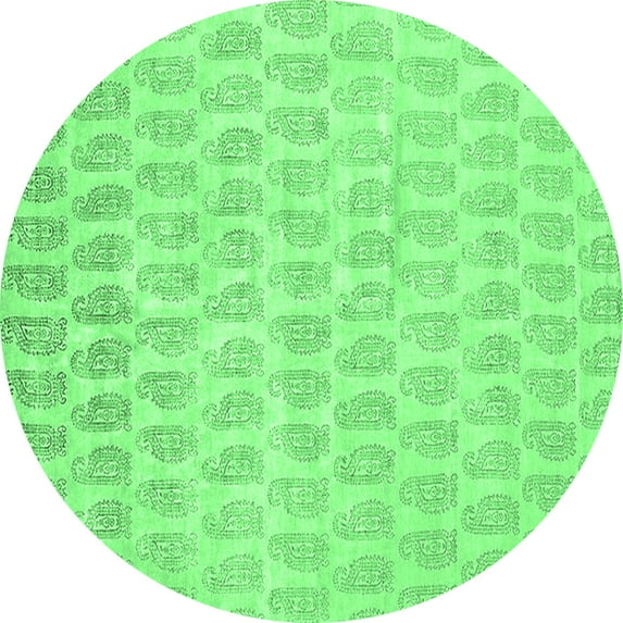 Ahgly Company Indoor Round Solid Emerald Green Modern Area Rugs, 6' Round