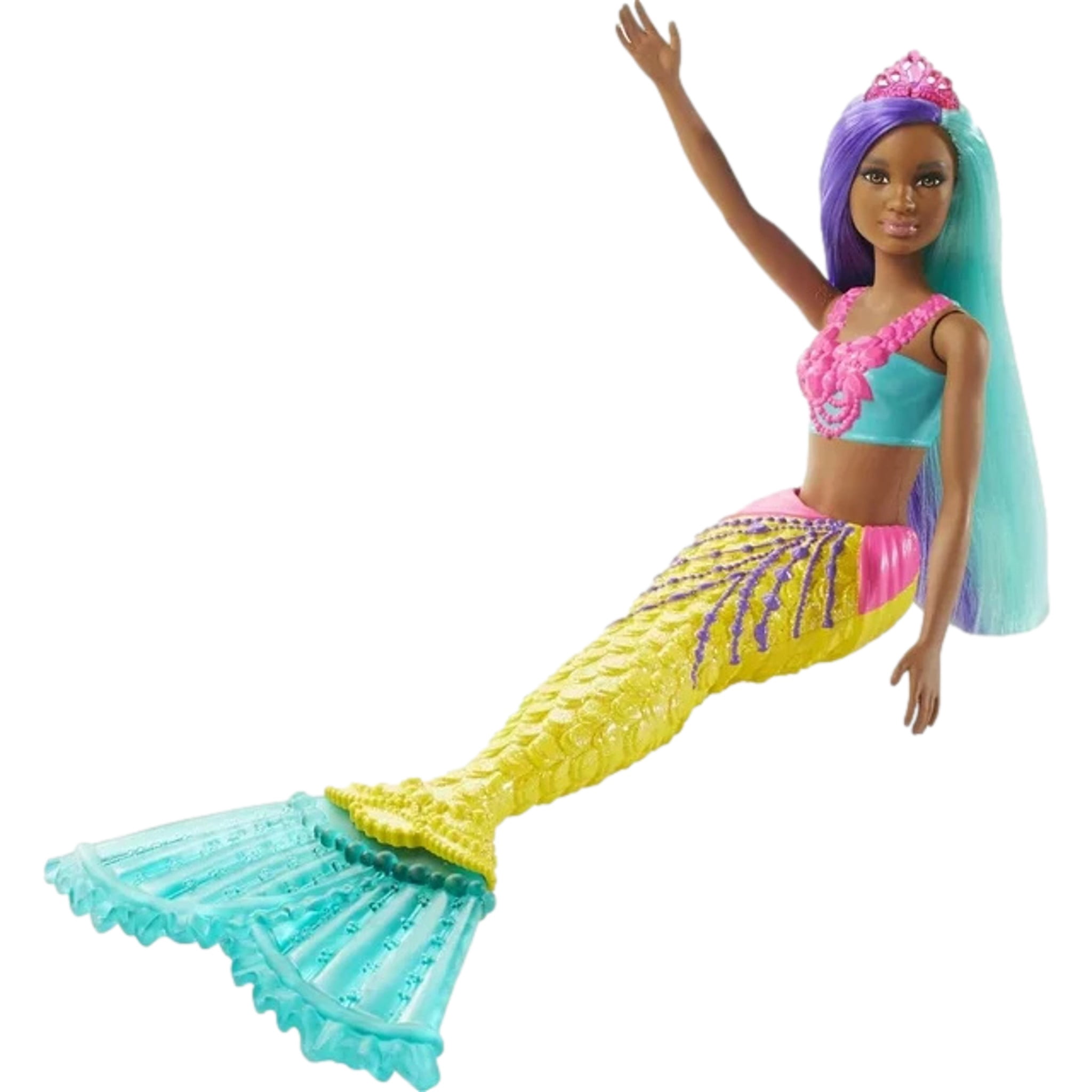 Barbie Dreamtopia Mermaid Doll with Teal & Purple Hair, Yellow Tail & Tiara Accessory