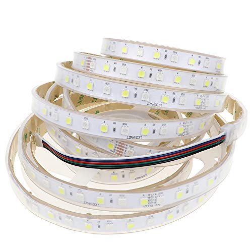 LEDENET DC 24V 360LEDs/spool 5m RGB+Cold White (6500k-7000K) 5050 SMD Waterproof RGBW LED Strip Lights in Silicone sleeving IP67 for Wedding Party Holiday Outdoor LED Lighting (RGBW LED Strip)