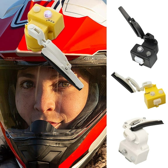 Smart Motorcycle Helmet Wiper | Built-in Mini Visor Rain Cleaner | Rechargeable USB | Dual Wiping Speeds | Flashing LED Light for Night Visibility | Waterproof | Fits Most Helmets | 1 Pack