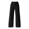 thumbnail image 3 of cocolona Womens Casual Loose Lounge Pants Elastic Waist Straight Wide Leg Travel Pants with Pockets, 3 of 5