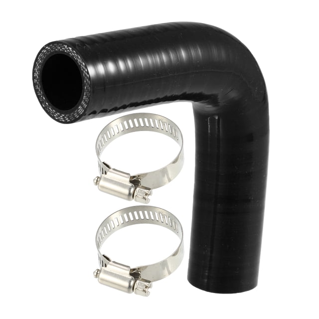 1 Juego de 22mm 0.87 "ID 90 grados codo motor silicona manguera negro para coche Intercooler tubería de admisión con 2 uds abrazaderas