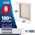 thumbnail image 2 of U.S. Art Supply 14 x 18 inch Stretched Canvas 12-Ounce Triple Primed, 6-Pack - Professional Artist Quality White Blank 3/4" Profile, 100% Cotton, Heavy-Weight Gesso - Acrylic Pouring, Oil Painting, 2 of 6