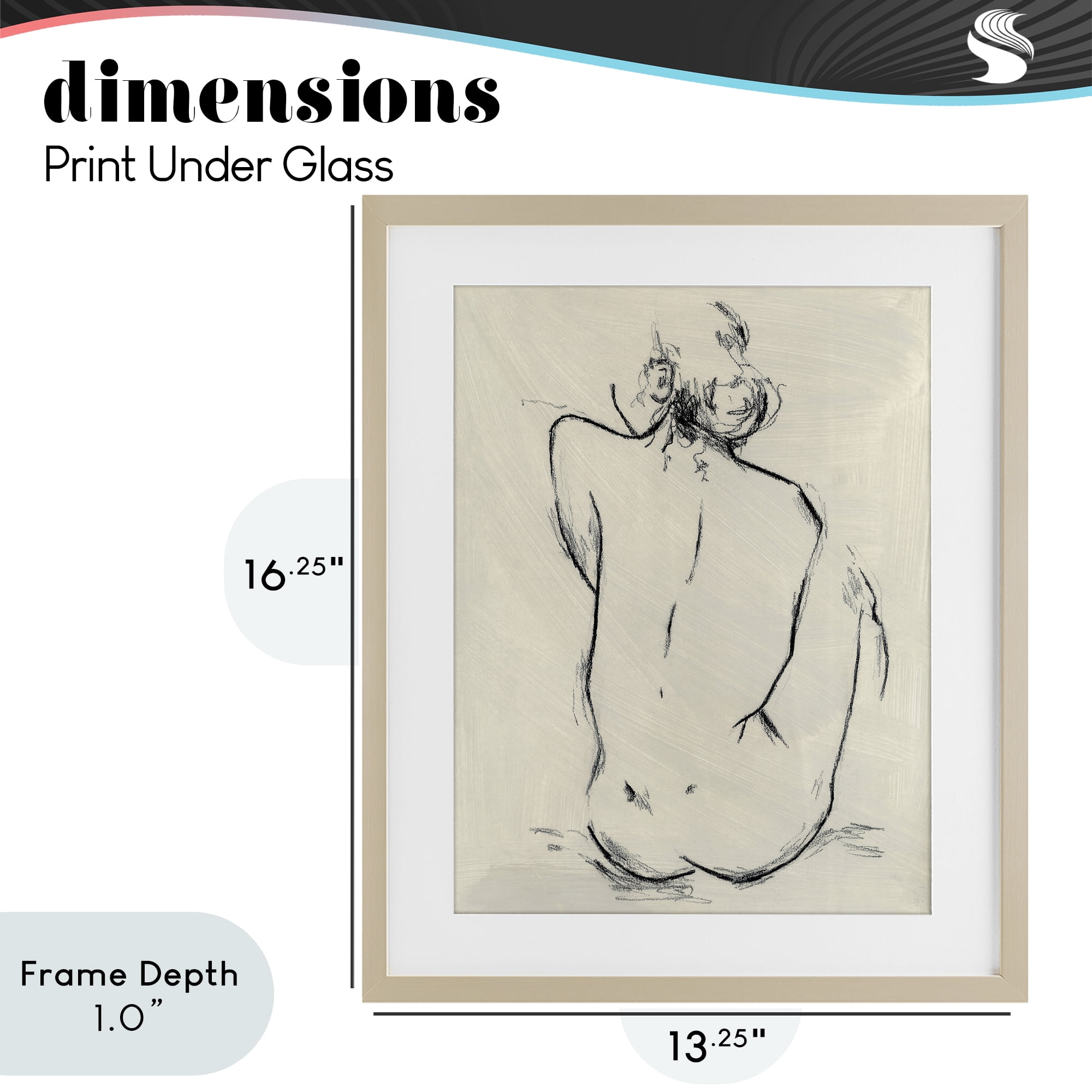 Stupell Industries Nude Sitting Study Birch Framed Print Under Glass, design by Chloe Elliot