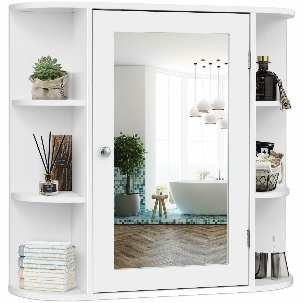 Multipurpose Wall Surface Bathroom, Hanging Vanity Mirror With Storage