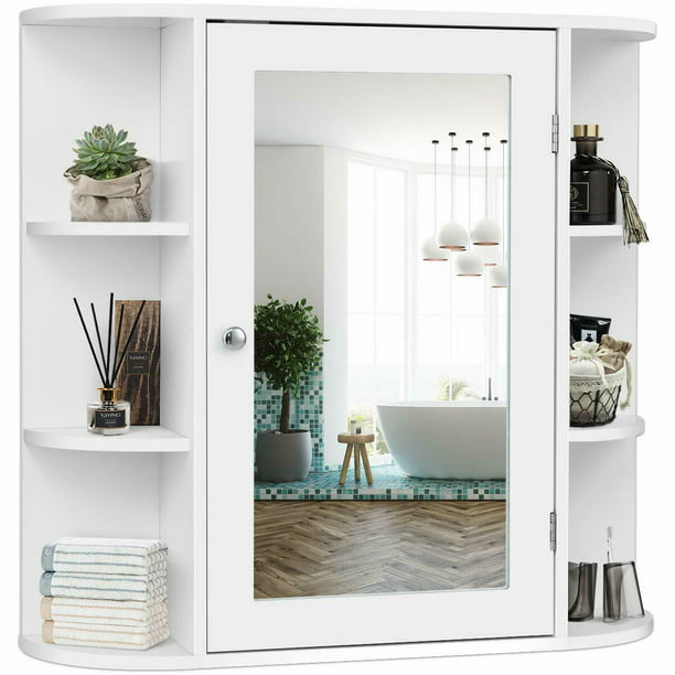 Costway Multipurpose Wall Surface, Bathroom Wall Cabinet With Mirror