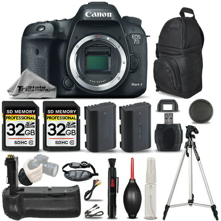 Canon EOS 7D Mark II DSLR Camera Body Only + Battery Grip + EXT BATT - 64GB (Eos 7d Body Only Best Price)