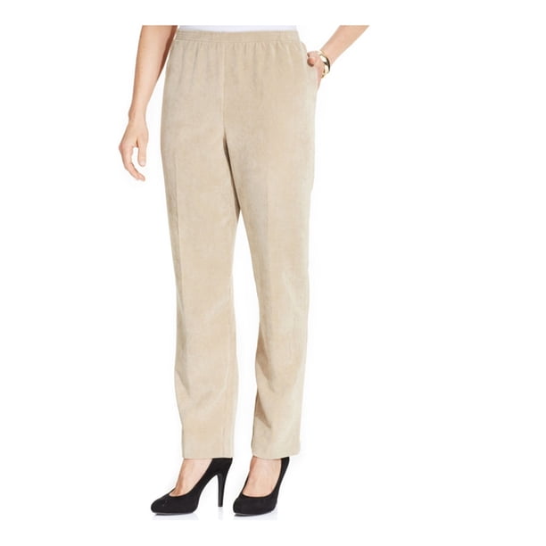 Alfred Dunner Pantalones de pana pequeños para mujer, marrón, 18P corto Alfred Dunner Pantalones
