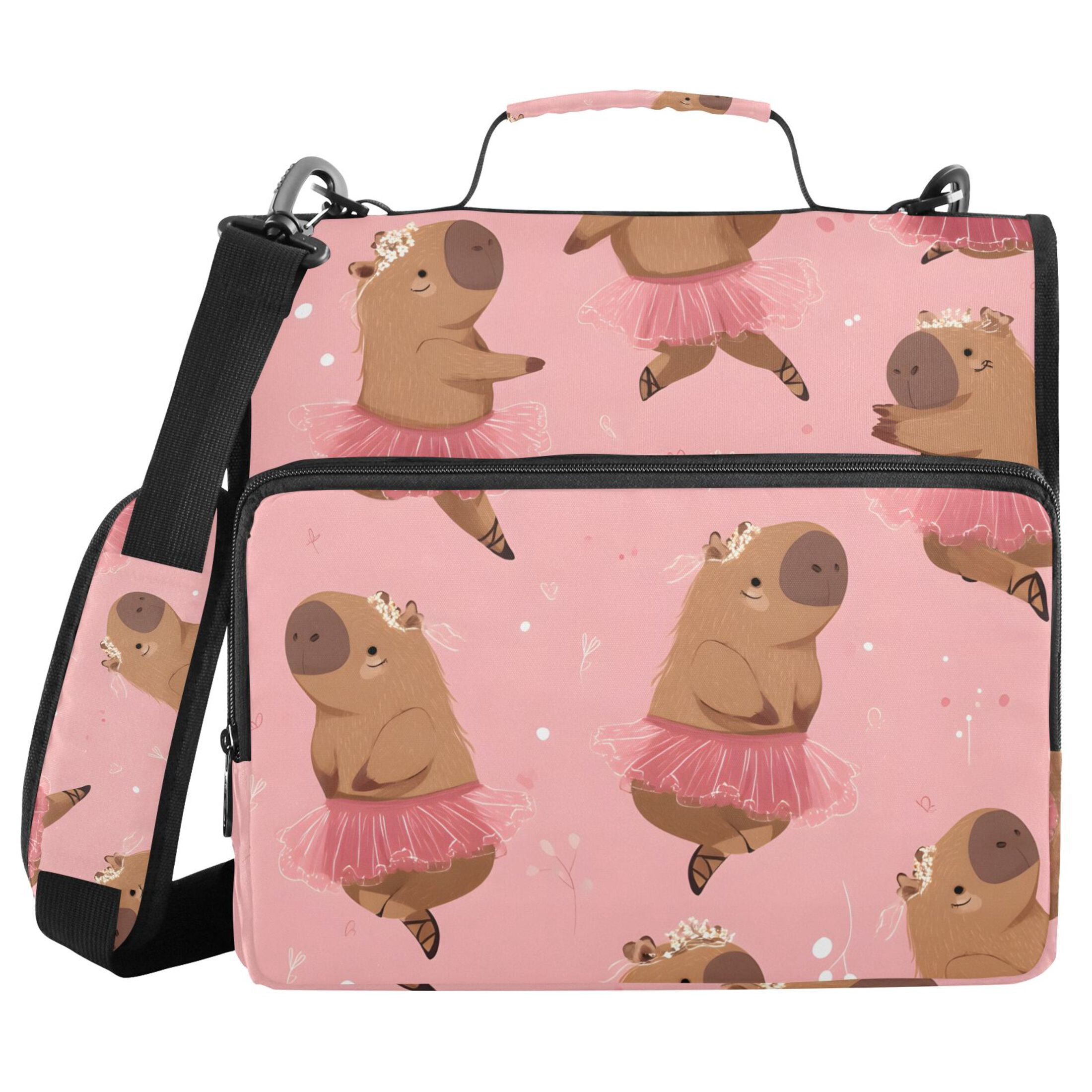 ALAZA Zipper Binder Capybara Dancing 3 Ring Trapper Keeper File Folder Organizer Bag