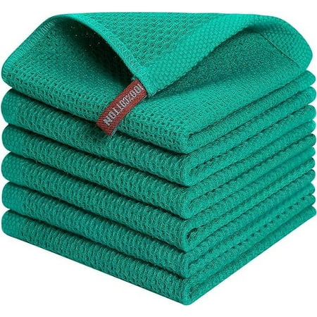 

100% Cotton Waffle Weave Kitchen Dish Cloths 6 Pack Ultra Soft Absorbent Dish Towels Quick Drying Kitchen Towels Perfect for Household and Kitchen Decor 12 X 12 Inches Teal
