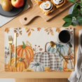 thumbnail image 2 of Vintage Pumpkin Fall Placemats Set of 2, Thanksgiving Weeping Maple Leaves Washable Wipeable Table Mats for Dining Tables, Indoor Outdoor Kitchen Place Mats for Holiday Party Table Decor, 2 of 9