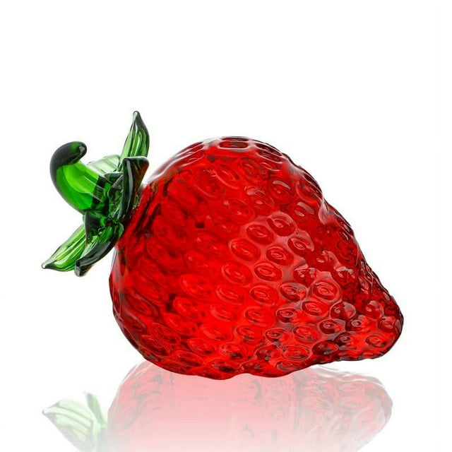 Figura de cristal de fresa roja, coleccionables de frutas de cristal, decoración de frutas de cristal para el hogar, oficina, decoración de cocina de fresa para mujeres