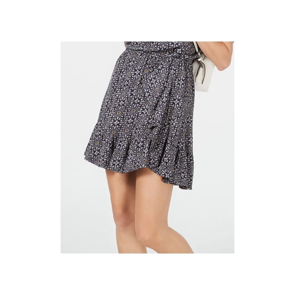 Michael Michael Kors Printed Ruffle Skirt True Navy M