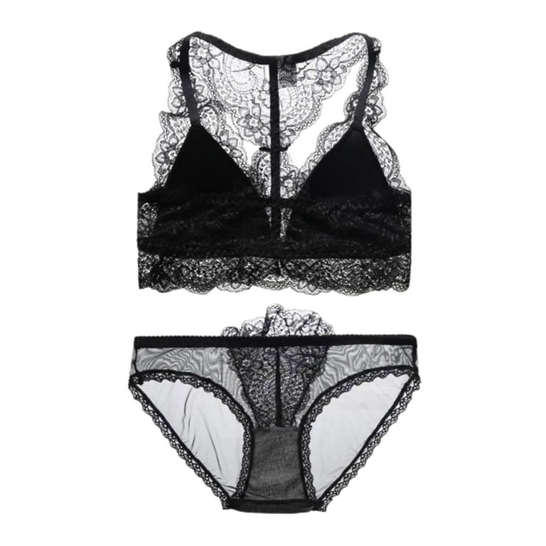 IROINNID Women's Sexy Lingerie V-Neck At Hip And Sexy Lace Cup Beauty Back  Buckle No Steel Ring Comfortable Bra Set Hipster Underwear