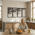 thumbnail image 6 of Tree of Life 4 Panels Metal Wall Art for Home and Outside - Wall-Mounted Geometric Metal Wall Decor - Drop Shadow 3D Effect Wall Decoration for Living Room Bedroom, 6 of 7