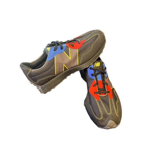 New Balance 327 Low Shoes Black Red Blue Trail Running Casual Walk Boys Size 6.5