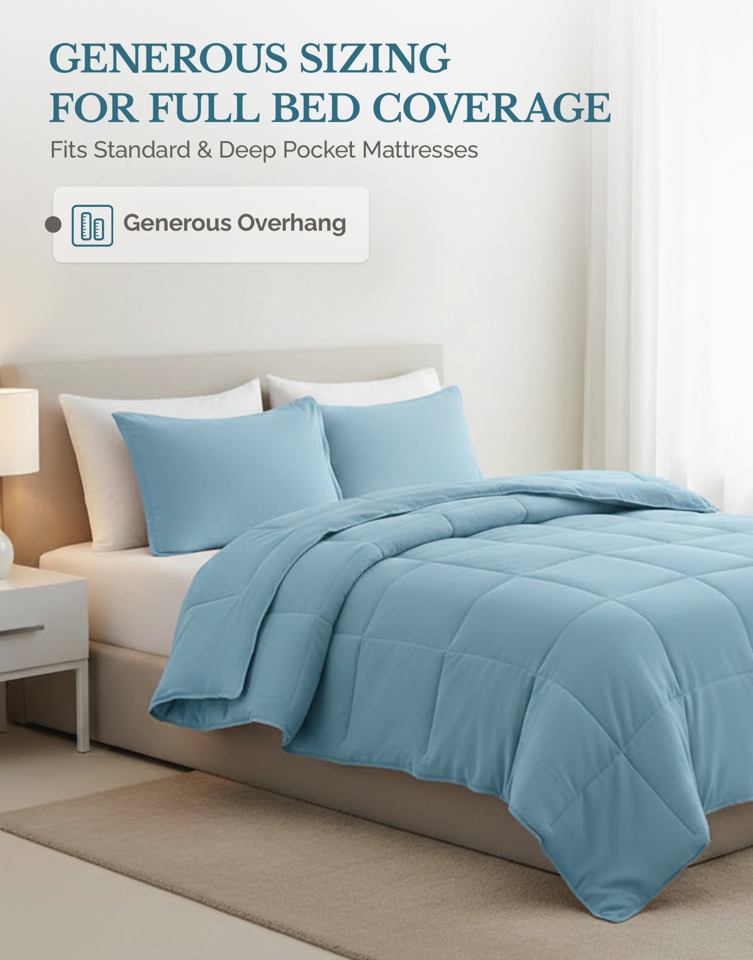 Casa Platino Pre-Washed King Size Bed Comforter Set - Duvet Insert King Size, Comforter Set King - Super Soft & Cozy Bedding Hydro-Brushed 100% Microfiber Bedding King Size Comforter Set- French Blue