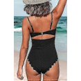 thumbnail image 2 of Women's One Piece Swimsuit Sexy Black Cutout Scallop Trim Bathing Suit, 2 of 5